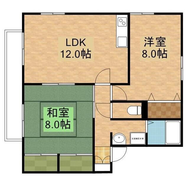 セナリオフォルム北柏II(1K/1階)の間取り写真