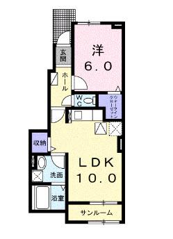 リデアル東中津A(1LDK/1階)の間取り写真