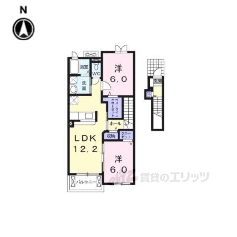 フェリス・ユーⅡ(2LDK/2階)の間取り写真