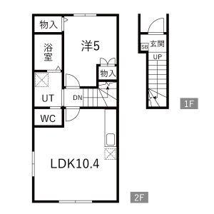 EQUUS D棟(1LDK/2階)の間取り写真