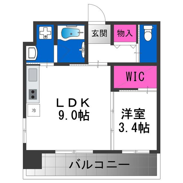 ブリリアントコートパーリオ(1LDK/8階)の間取り写真