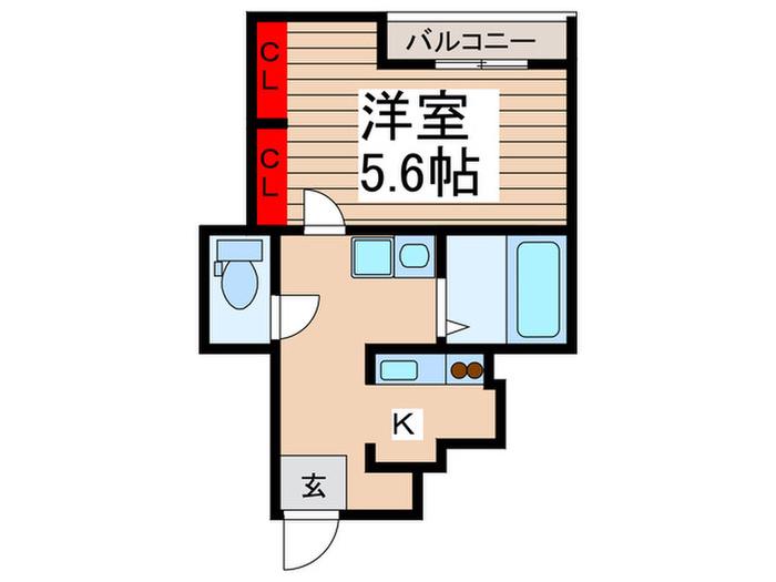 オークリーフ(1K/4階)の間取り写真