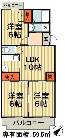 メゾン大日(3LDK/4階)の間取り写真