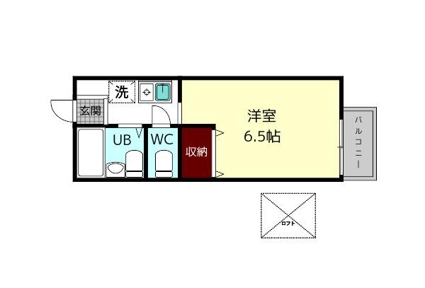 エスポワール(1K/2階)の間取り写真