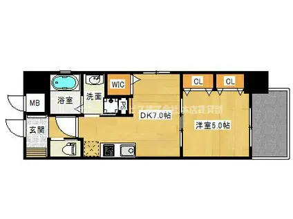 ふぁみゆアビコX(1DK/5階)の間取り写真