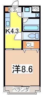 ハイブリッジ(1K/3階)の間取り写真
