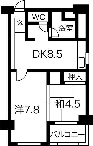 池下ウエストマンション(2DK/4階)の間取り写真