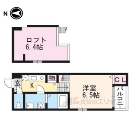 ブライトヒルズ椥辻(1K/1階)の間取り写真