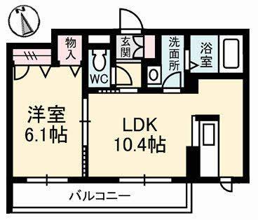 ソレイユコート神田町(1LDK/2階)の間取り写真