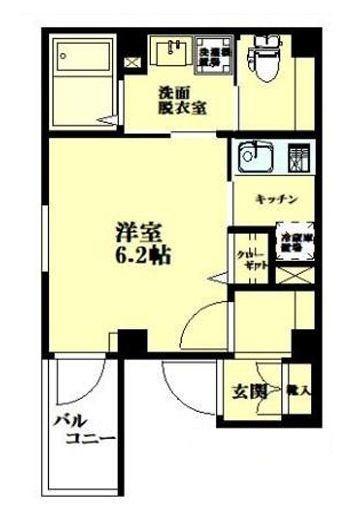 イムシエールカワサキ(1K/1階)の間取り写真