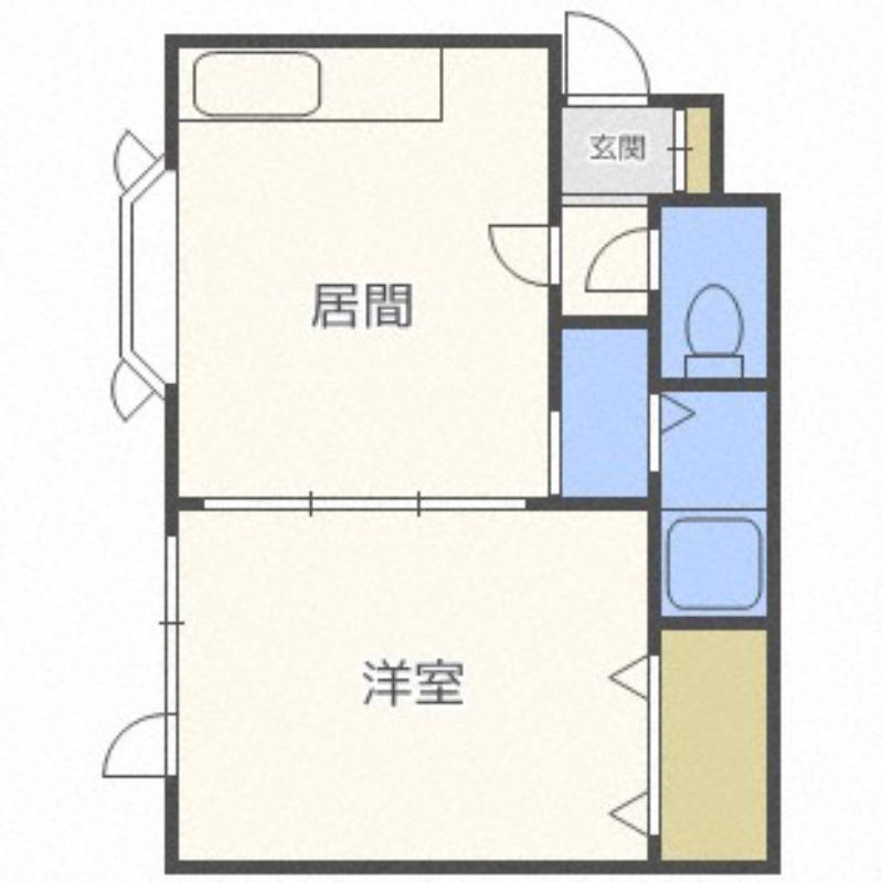 エスコート川沿B(1DK/2階)の間取り写真