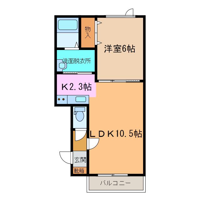 ORANGECOUNTY(1LDK/3階)の間取り写真