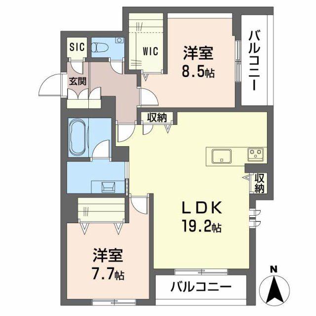 プレミアス御幸(2LDK/3階)の間取り写真