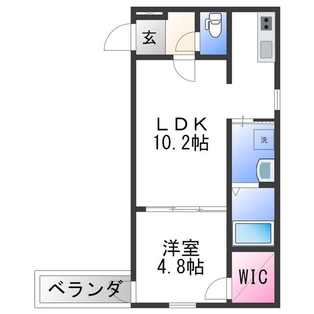 フジパレス東釘貫丁(1LDK/2階)の間取り写真