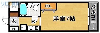 メーベルハイツA(1K/3階)の間取り写真
