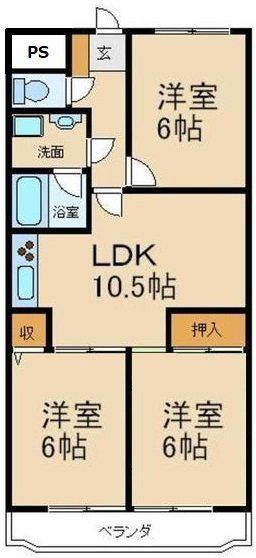 グランデール中宮(3LDK/3階)の間取り写真