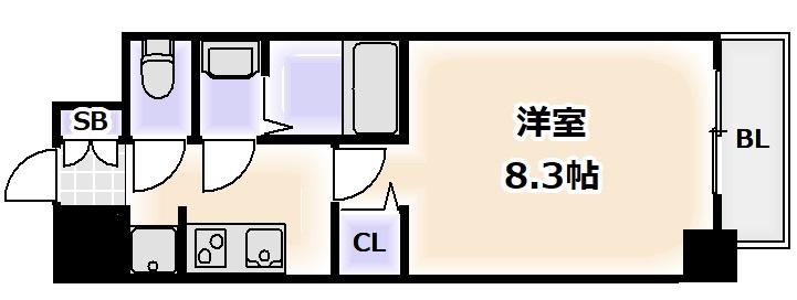 プレデコート北田辺(1K/10階)の間取り写真