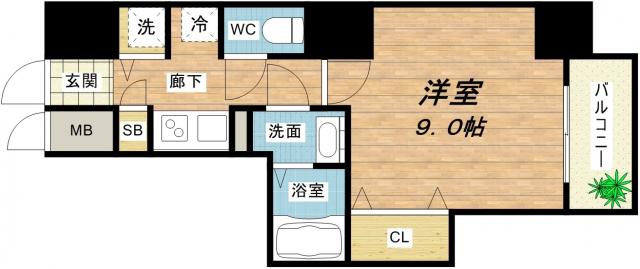 アドバンス心斎橋グランガーデン(1K/8階)の間取り写真