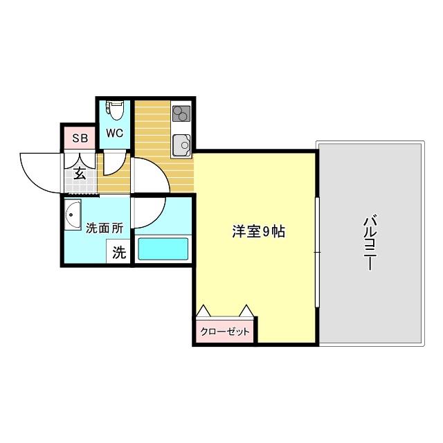 ルミエール難波(1K/9階)の間取り写真