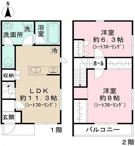 コンフリエ D(2LDK/1階)の間取り写真
