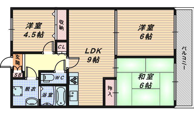パラディアンフレール(3LDK/2階)の間取り写真
