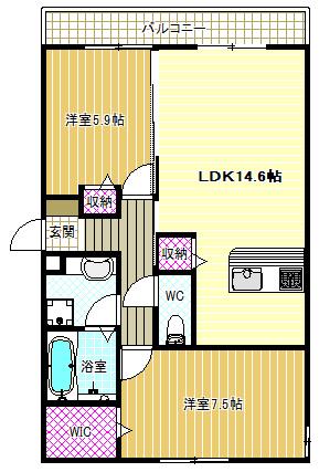 アドラブール(2LDK/1階)の間取り写真