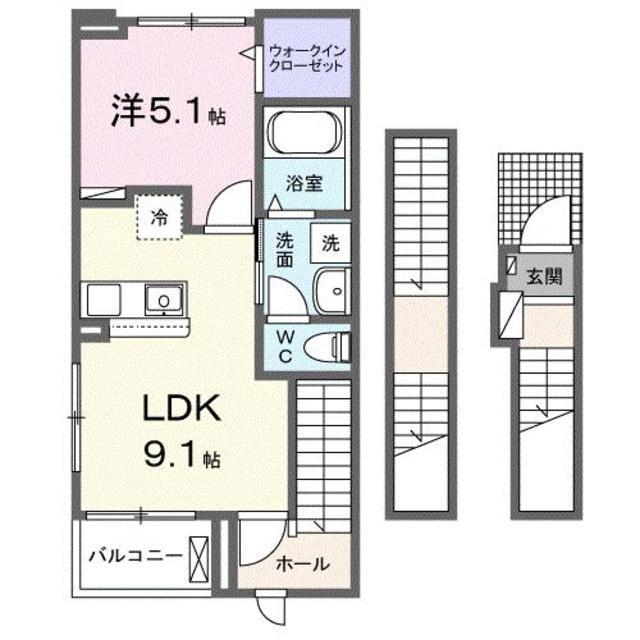 エスペランサ 俊(1LDK/3階)の間取り写真