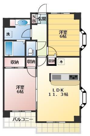 R FIELDS MATSUDO(2LDK/6階)の間取り写真
