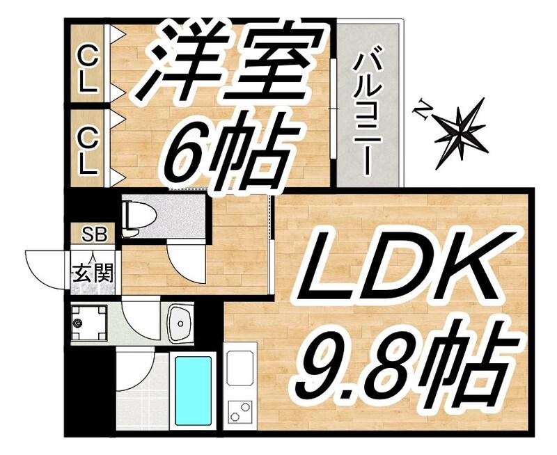 ぐらんしゃりお もあ(1LDK/4階)の間取り写真