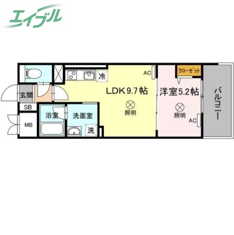 TWIN TOWERS AZUKI(1LDK/7階)の間取り写真
