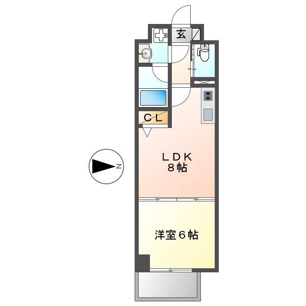 H-F名駅北レジデンスイースト(1LDK/12階)の間取り写真