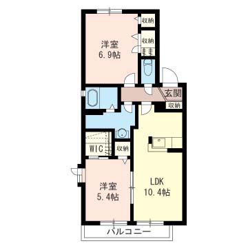 ドミールエビナ参番館(2LDK/1階)の間取り写真