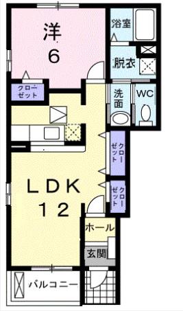 LIVE有泉A(1LDK/1階)の間取り写真