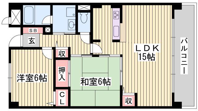 グランシャリオ天川(2LDK/2階)の間取り写真