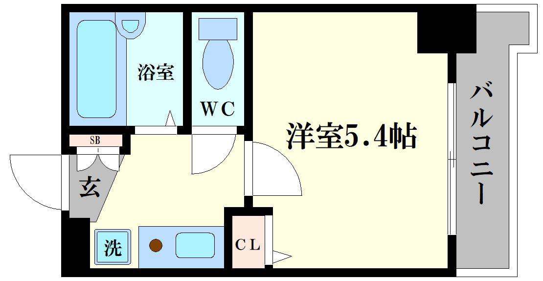 セレッソコート西心斎橋第2(1K/6階)の間取り写真