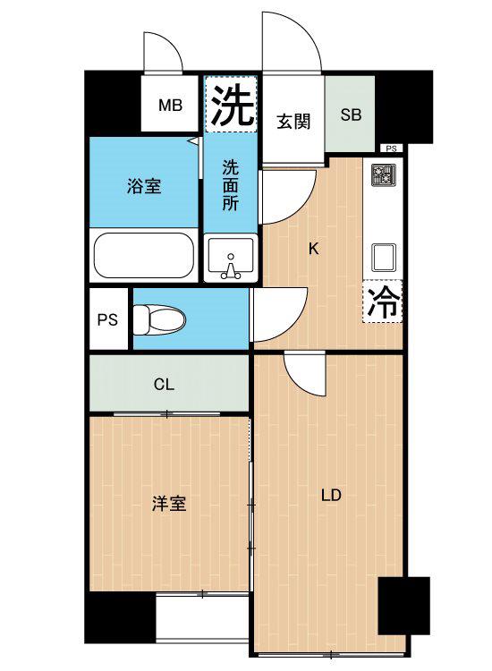 グレース下通(1LDK/3階)の間取り写真