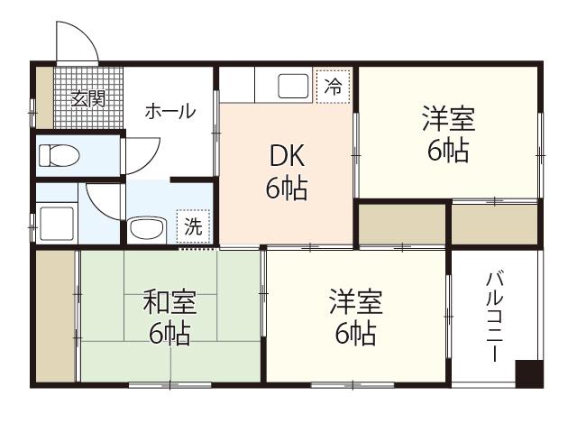 高取ビル(3DK/4階)の間取り写真