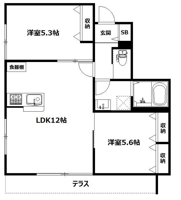 FORUTUNA(2LDK/1階)の間取り写真