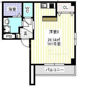 リベルテプレジールソガ(1K/4階)の間取り写真