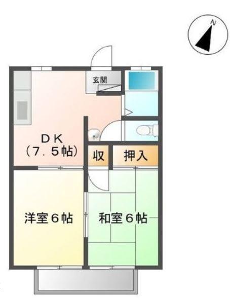 サンライフマエダ A・B棟(2DK/2階)の間取り写真