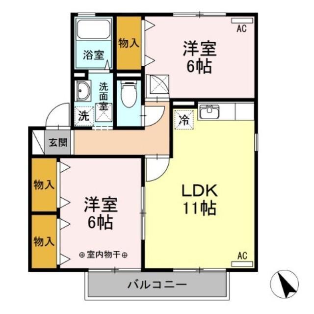 D-ROOM エクセル・スウィートII(2LDK/1階)の間取り写真