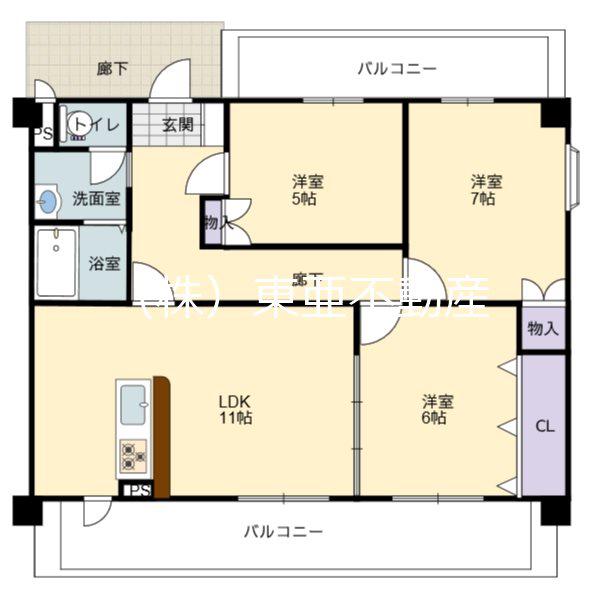 クリエイトコア(3LDK/1階)の間取り写真
