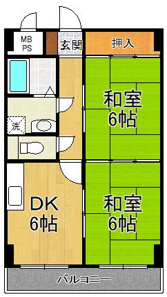 ルシャト-(2DK/4階)の間取り写真