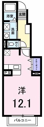 ハッピネス 裕(1K/1階)の間取り写真