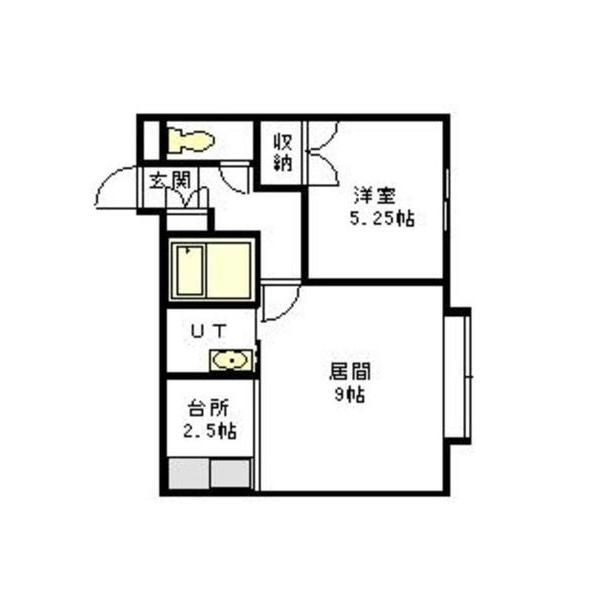 グランビュー東光(1LDK/2階)の間取り写真