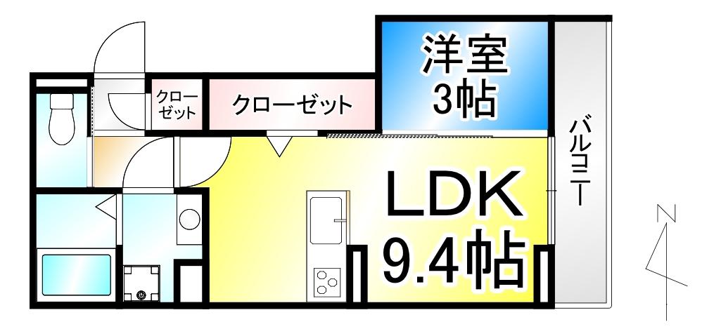 トリシア居町(1LDK/1階)の間取り写真