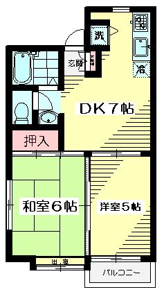 ジョリーハウス善福寺(2DK/1階)の間取り写真