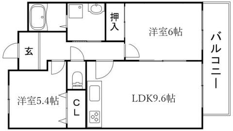 ベルアエフ(2LDK/3階)の間取り写真