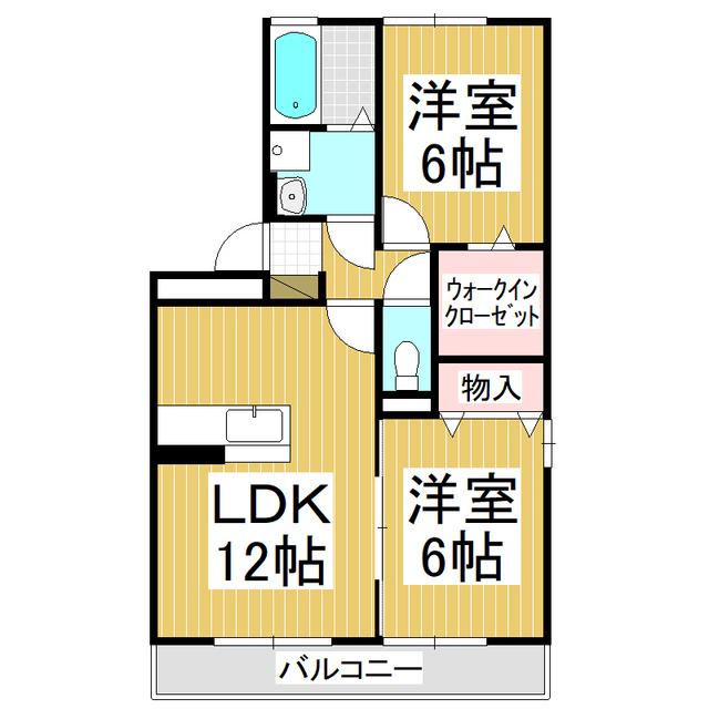 ジエンティール(2LDK/2階)の間取り写真