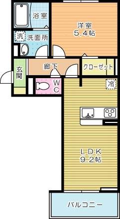 メゾンラフィーネ守恒(1LDK/2階)の間取り写真